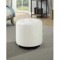 Coaster Furniture 500554 Round Upholstered Ottoman White